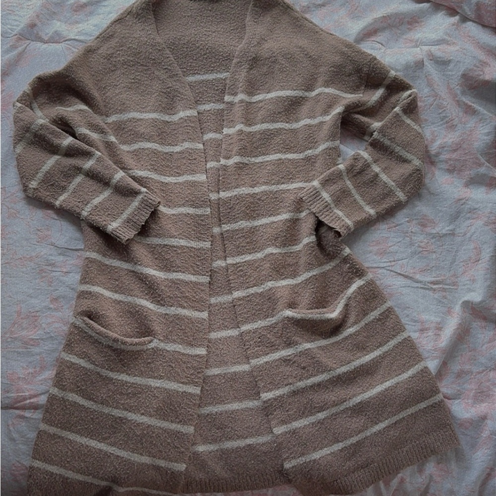 Source Unknown Tan and Cream Striped Blazer